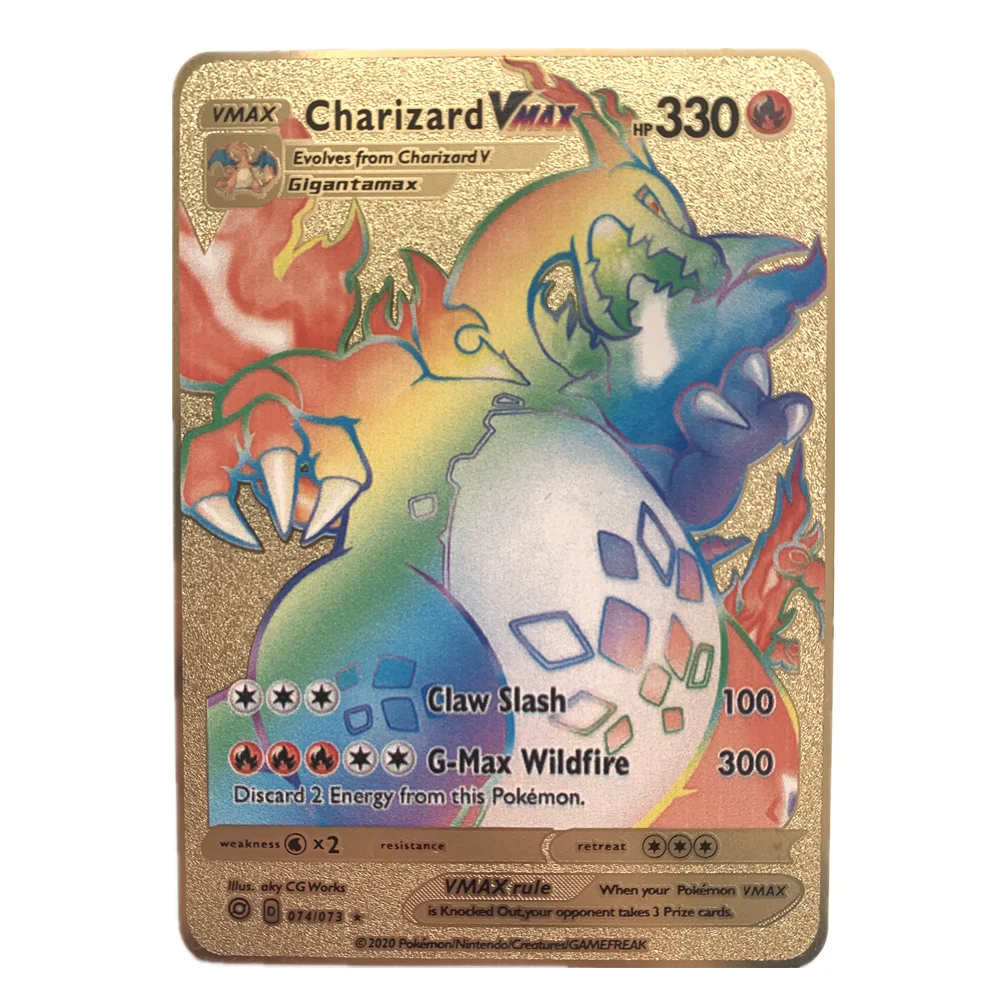 Gigantamax-placa de Metal brillante de Pok&eacute;mon Vmax Gx V, juego de cartas de batalla A La Carta, juguetes para ni&ntilde;os, regalos de navidad-0