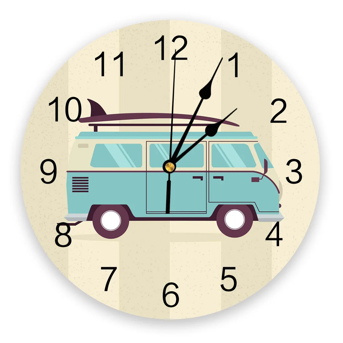 

Blue Bus Stripes BackgroundWall Clock Home Decor Bedroom Silent Wall Digital Clock Wall Clock Modern Design