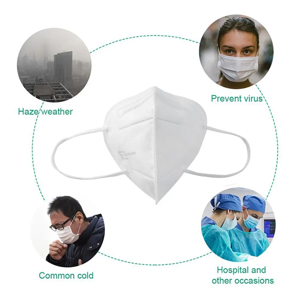 

Fast Shipping 50pcs FFP2 5-layer Disposable Protective Masks Dustproof Anti-haze Non-woven Fabric CE Certification Mask for Face
