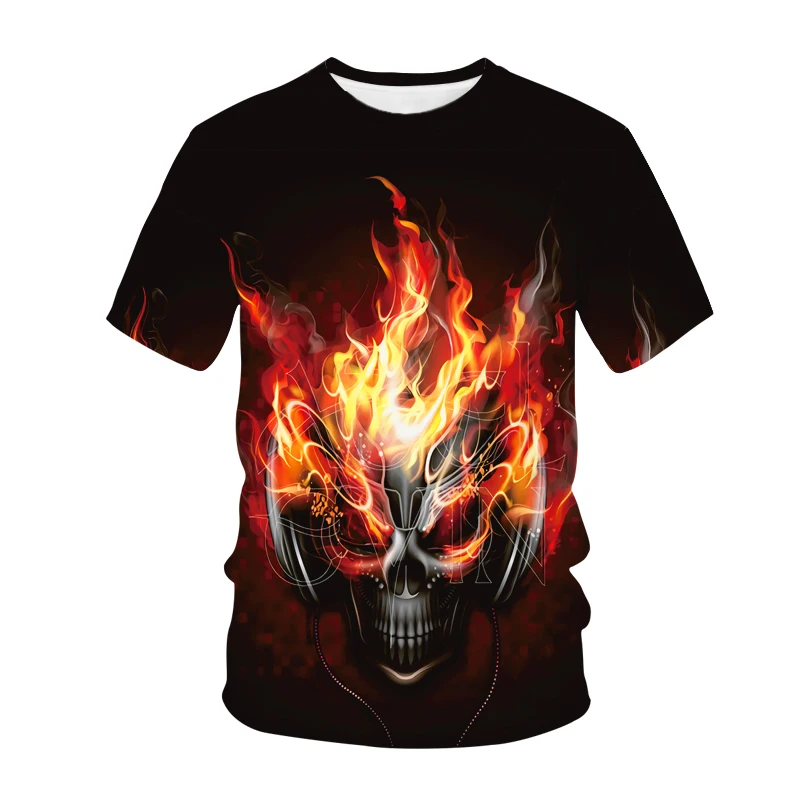 

2021 Summer Fashion Trend Dark Horror Skull Pattern Style New Men's Short-Sleeved T-Shirt Plus Size Color Multiple Choice