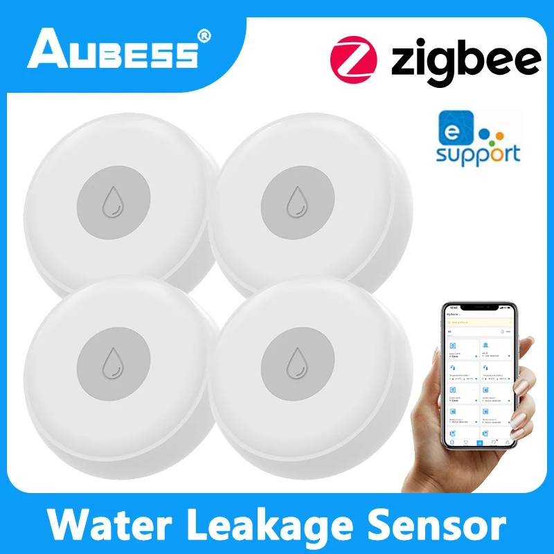 

Умный датчик утечки воды Aubess ZigBee, домашняя система оповещения о переполнении уровня воды, функция утечки воды, для приложения eWeLink