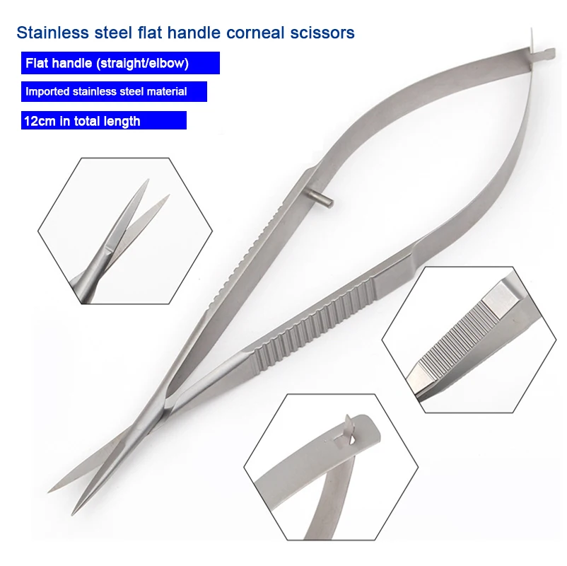 

Microscopic Scissors 12cm Stainless Steel Cornea Scissors Hand Tool Ophthalmic Instrument