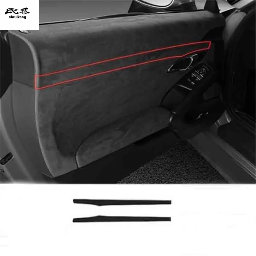 2 шт./партия, автомобильный стикер Alcantara кожа четыре интерьера Декор на дверь Крышка для Porsche 718 - Название цвета: style 1