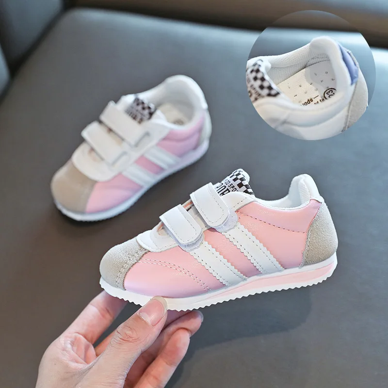 

2021 Spring Children's Velcro Kids Casual Shoes Two Bar Soft Bottom Light Sneakers for Boys