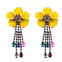 vintage big yellow flower earrings women creative simple crystal stud earrings design female fashion jewelry bijoux wholesale
