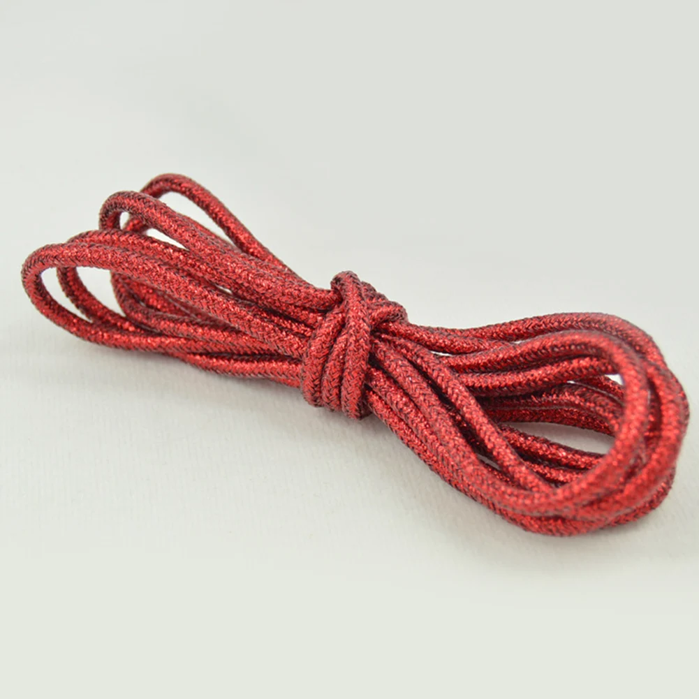 1 Pair Fashion Gold Silver Silk Glitter Reflective Shoelaces For Sneakers Casual Round Pearl White Colored Shoe Strings Cordones