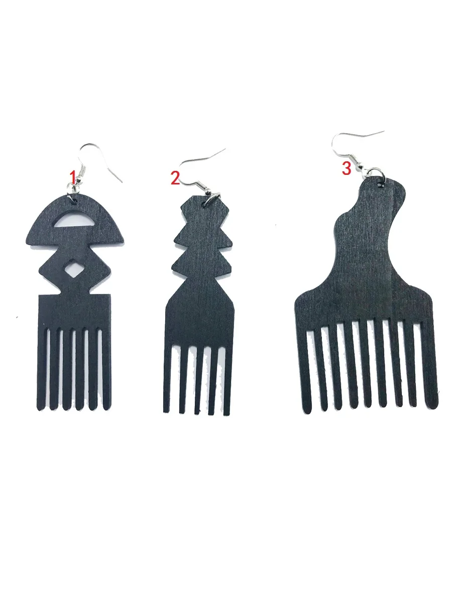 Новый 3 стиль Африканский гребень деревянные висячие серьги цвета простой выбор