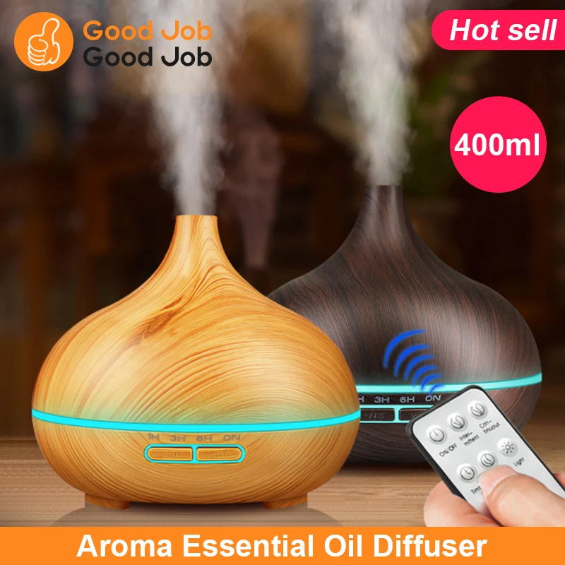 New 550ml Wood Essential Oil Diffuser Ultrasonic USB Air Humidifier With 7 Color LED Lights Remote Control Office Home Difusor | Бытовая