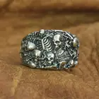 Мужское кольцо с черепами из серебра 925 пробы, байкер, панк, TA257, размер США от 7 до 15