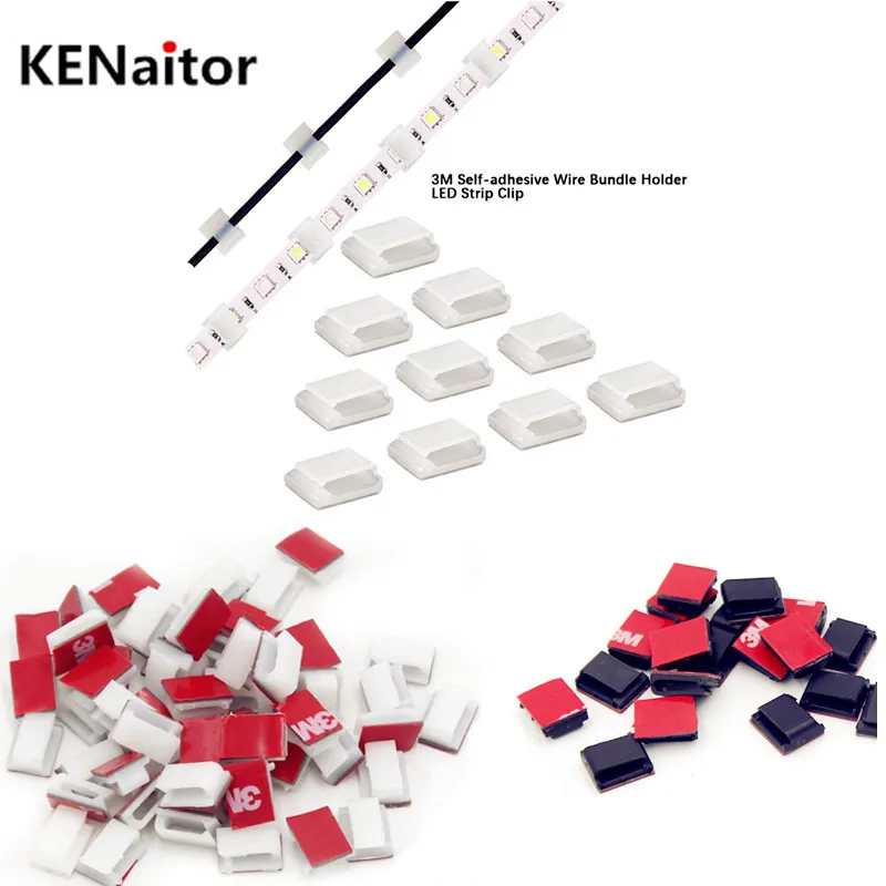 

Led Strip Holder Self-Adhesive Wire Bundle Holder Tie Mount Clip for10mm Wide Fix LED Strip Lights