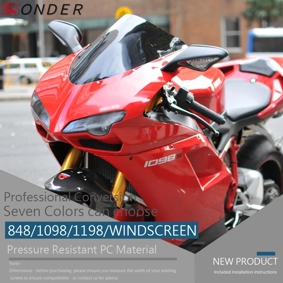 Горячая продажа для Ducati 1098 848 1198 1098S 1198s Дымовое ветровое стекло ветровой экран