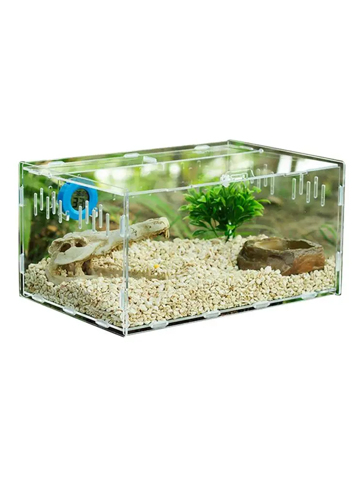 Акриловая коробка для кормления рептилий круглая прозрачная переноска домашних