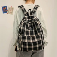 teen school bag for girls korean haraguku backpack women plaid bookbag middle student schoolbag large canvas laptop backpack new