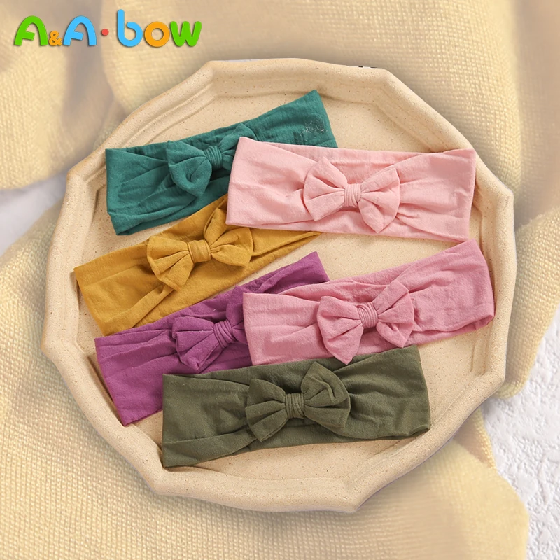 

1pcs Nylon Bow Baby Headbands for Girls Elastic Solid Color Soft Bowknot Headbands Turban Kids Headwear Baby Hair Accessories
