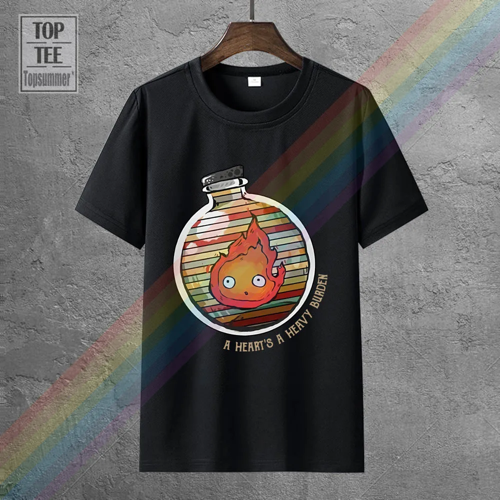 

Черная футболка с принтом большого нагрузки кальцифера гайбли, A Heart's A, размер M 6 Xl