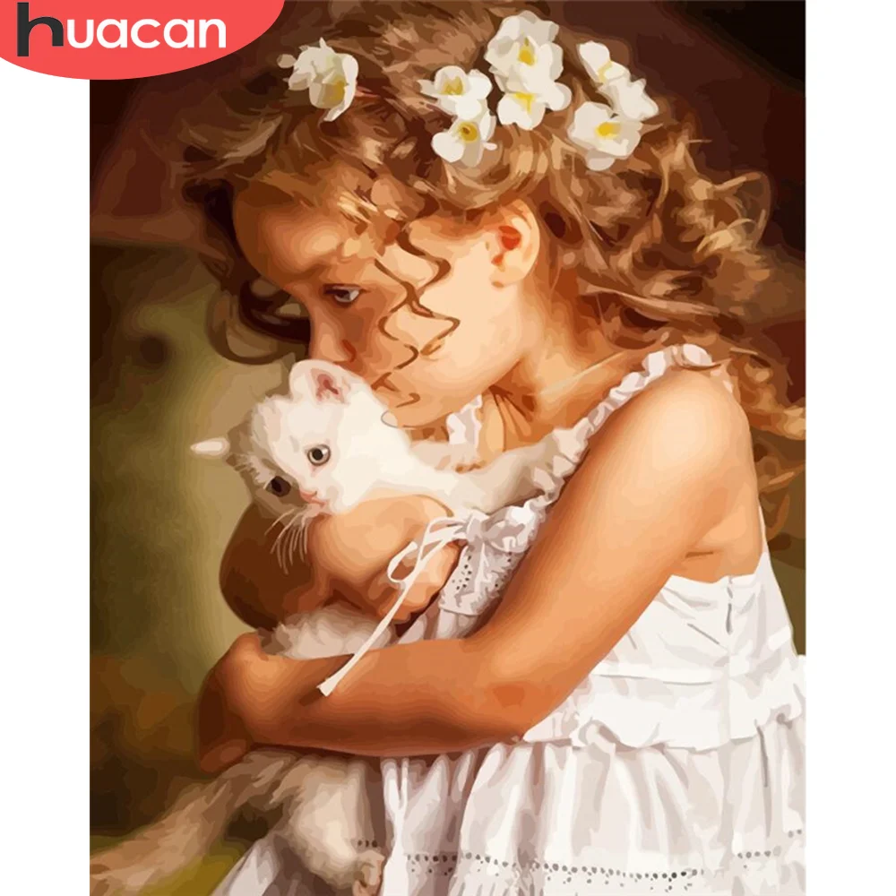 HUACAN живопись маслом по номерам девушка рисование на холсте Ручная роспись