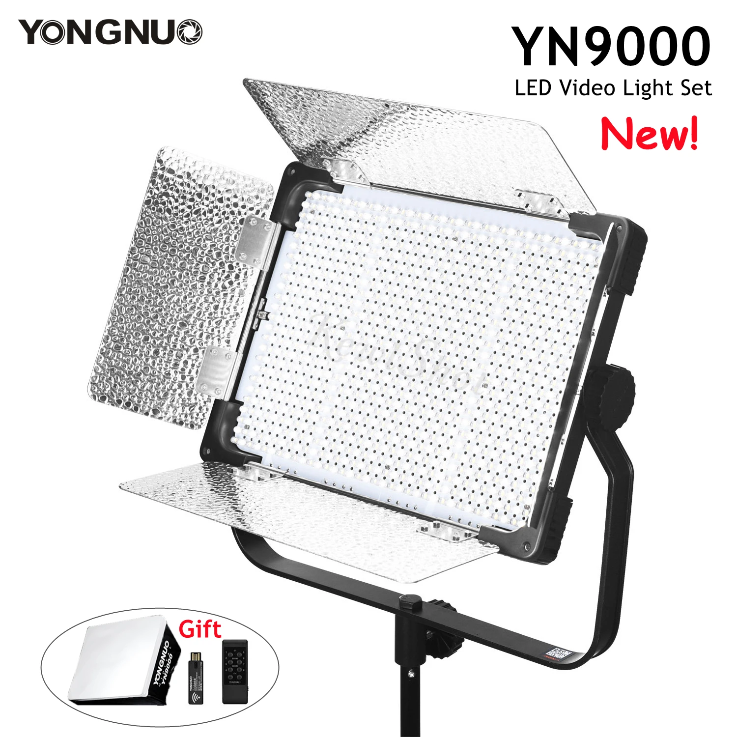Лампа YONGNUO YN9000 3200-5600K Pro светодиодная лампа для фото-и видеосъемки + софтбокс