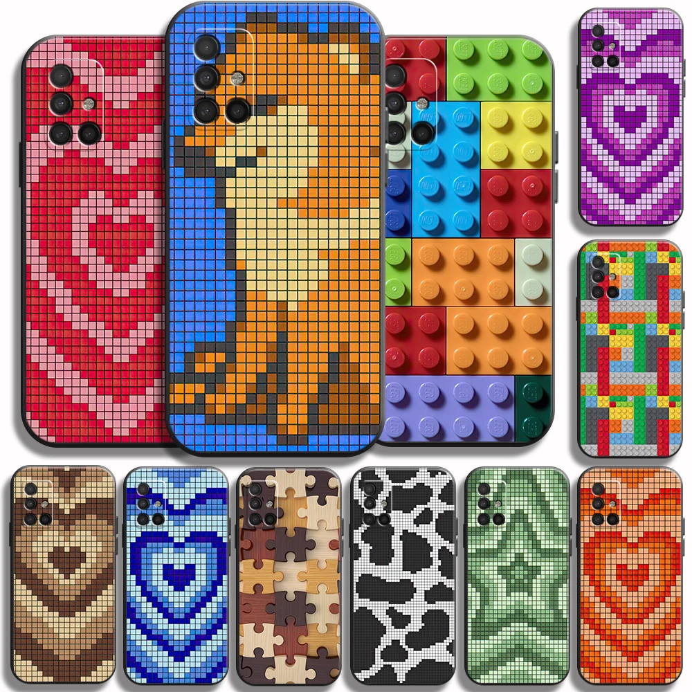 

Fashion Square Pattern Case for Samsung A21S A217F A31 A315F A52 A52S A72 A32 A22 A42 M42 5G 4G Liquid Silicone Soft Cover Funda