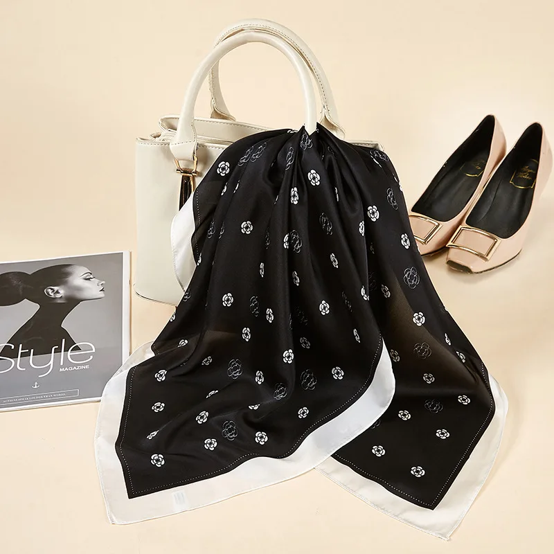 

Корейская версия ретро камелии 70*70 см маленький шелковый шарф осень зима ветрозащитные женские декоративные модные аксессуары для сумки