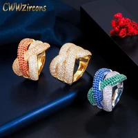cwwzircons adjustable luxury geometry bold statement twist cubic zirconia rings for women bridal engagement wedding jewelry r186