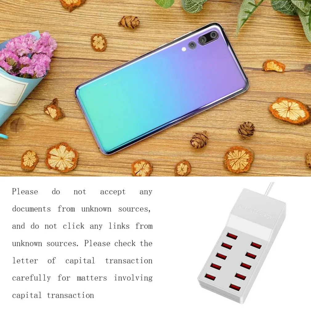 

USB Smart Charger 10 Ports USB Hub Fast Charging Station Power Adapter Universal for Phone iPhone 8 Plus X iPad Samsung Huawei