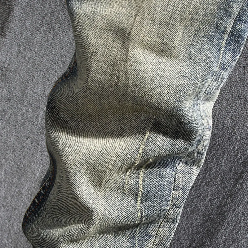 Newly Vintage Fashion Men Jeans High Quality Elastic Slim Fit Ripped Jeans Men Retro Distressed Wash Designer Casual Denim Pants