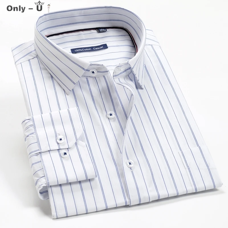 

3XL-12XL large size men's classic striped long-sleeved shirt 2021 Spring brand clothing business gentleman casual fashion shirt