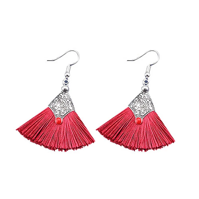 Новые 11 цветов этнические веерообразные серьги с кисточками ручная работа