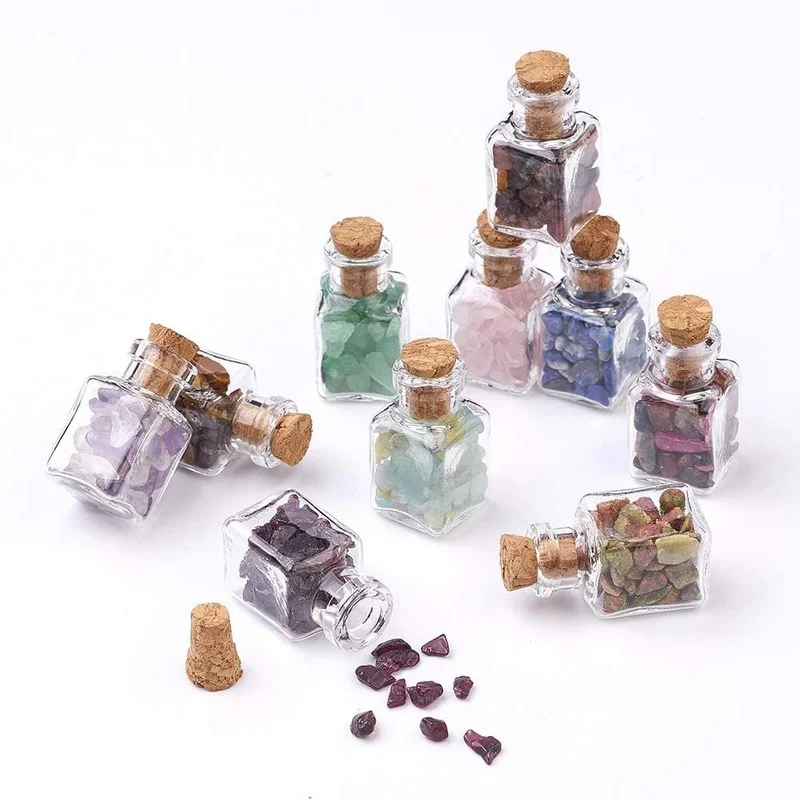 

30 Pcs Mini Gemstone Wishing Bottles Tumbled Chip Crystal Healing Gem Reiki Wicca Stones Set for Jewelry Making Home Decoration