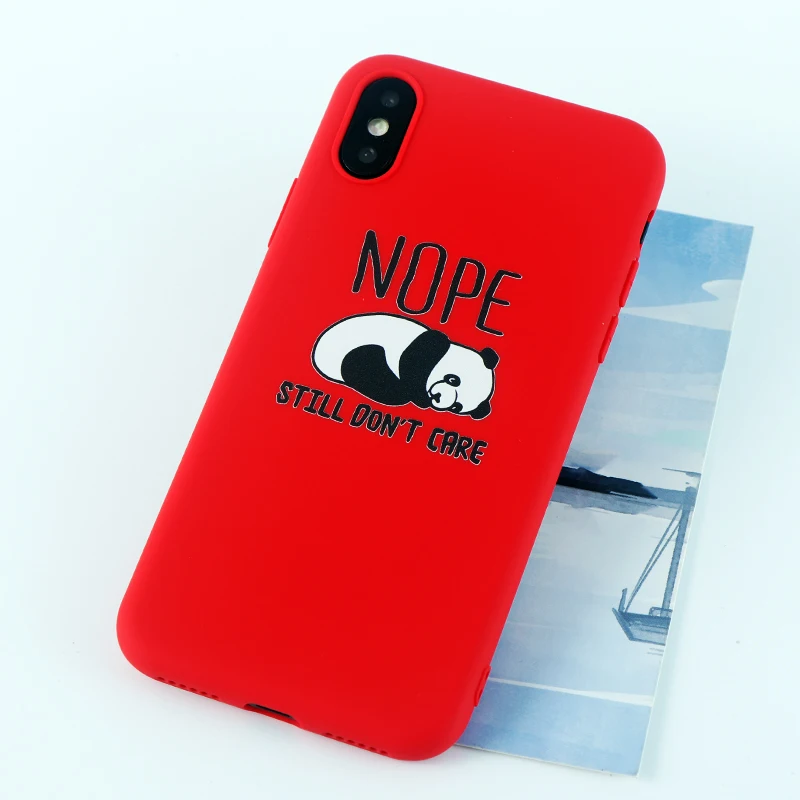 8713-red Забавные чехлы для телефонов с пандой для iPhone X XS MAX XR 8 7 6 s Plus, мягкие силиконовые облегающие накладки на заднюю панель - Цвет: 8713-red