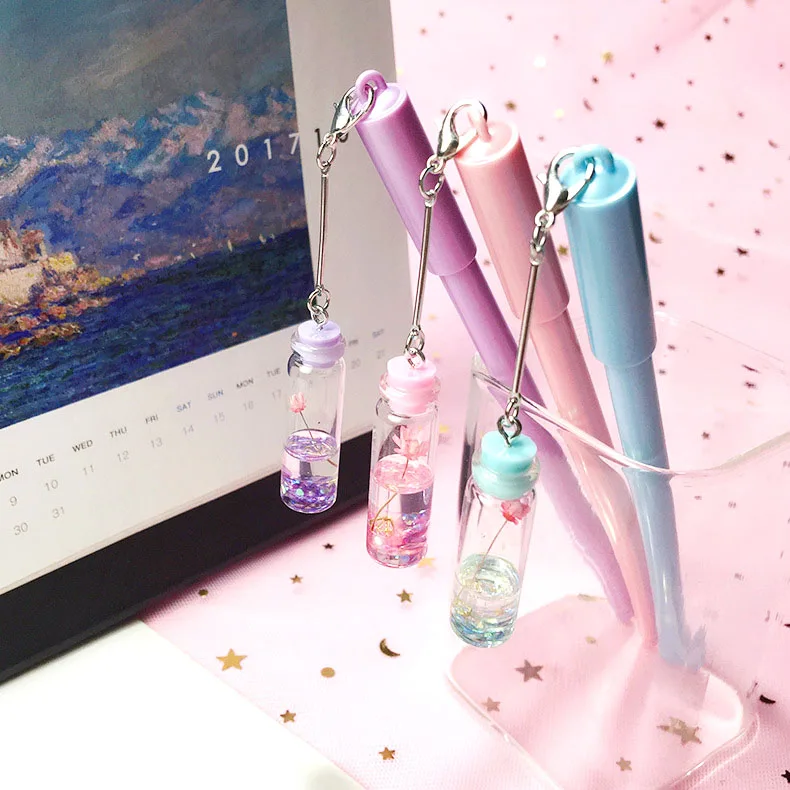 

36 шт./лот дрейфующая бутылка кулон на гелевую ручку милый 0,5 мм с черными чернилами Подпись Ручки Рекламные Подарочные канцелярские товары ш...