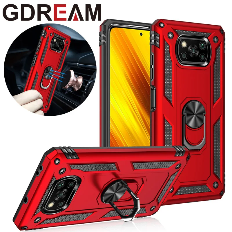 gdream shockproof ring case for xiaomi poco x2 poco f2pro anti drop bracket phone case back cover for poco x3 nfc x3pro poco f3 free global shipping