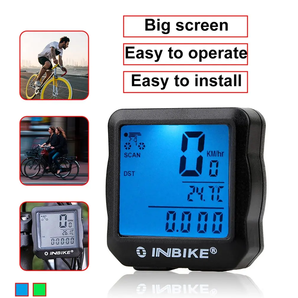 INBIKE проводной велосипед одометр водонепроницаемый подсветка ЖК цифровой велоспорт велосипед компьютер спидометр костюм для большинства велосипедов