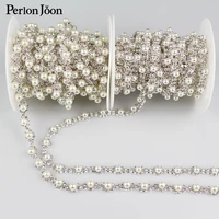 1yard two styles small pearl crystal manual rhinestones trim ribbon metal chain for dress bag shoes accessories ml006 007