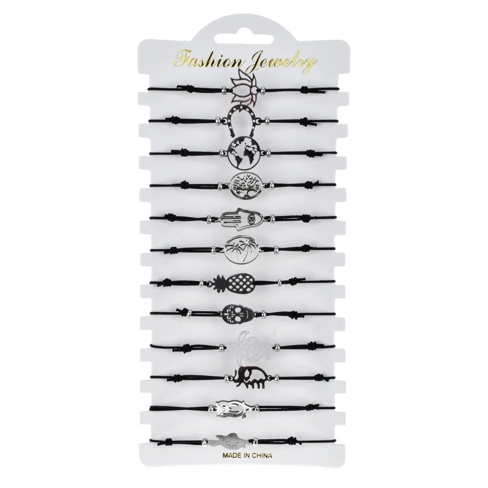 12 шт./компл. набор эластичных браслетов из косичек с деревом жизни женский