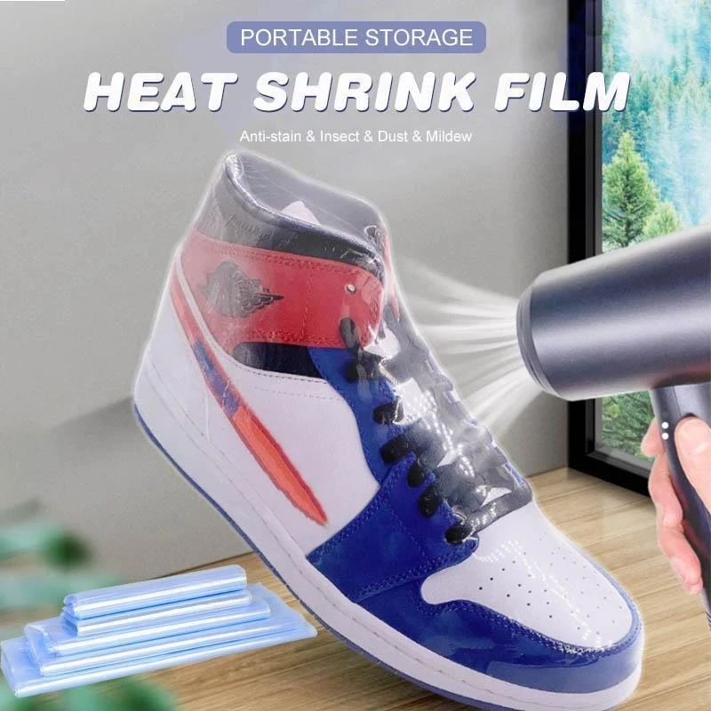 

100pcs Shoe Shrink Wrap Bags Sneaker Shoes Cover Waterproof Heat Seal Protector Dustproof PVC Shrink Film Home Gift Storage Bag