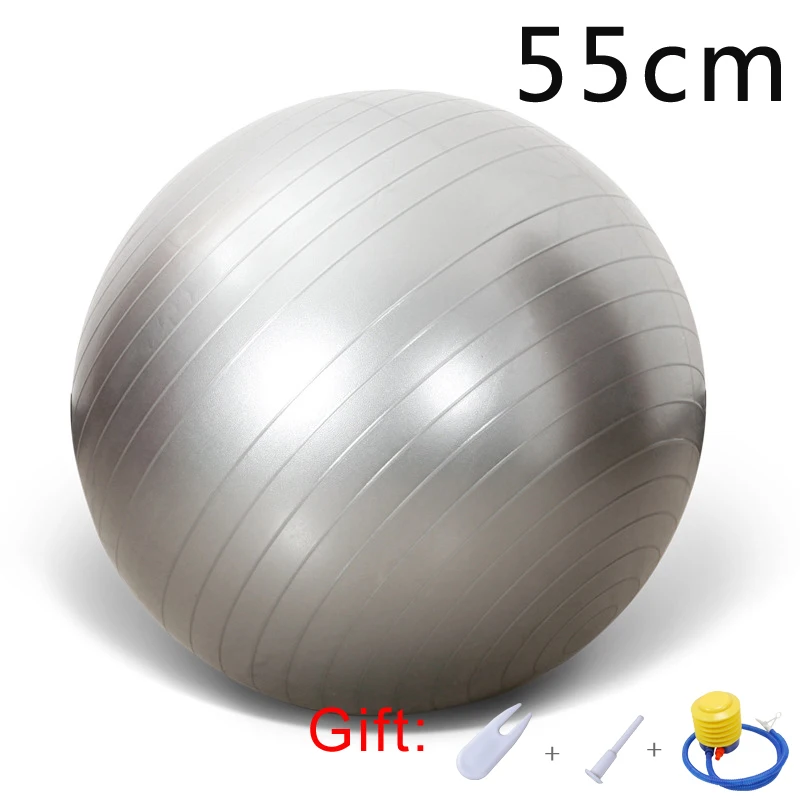 Gray 55cm Спортивные мячи для йоги Пилатес фитнес спортзал фитбол для баланса упражнения тренировки Массажный мяч нескользящий скраб мячи для йоги Бесплатный насос-взрыв - Цвет: Gray 55cm