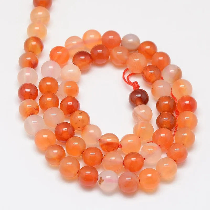 

5Strands 4/6/8/10/12mm Natural Carnelian Round Stone Beads Grade A For Necklaces Bracelets Jewelry Making DIY , Hole: 1mm