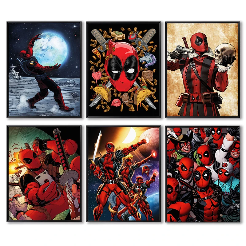 

Marvel Deapool Posters and Prints Super Hero Canvas Art Print Wall Pictures for Living Room Home Bar Decoration Painting Gifts