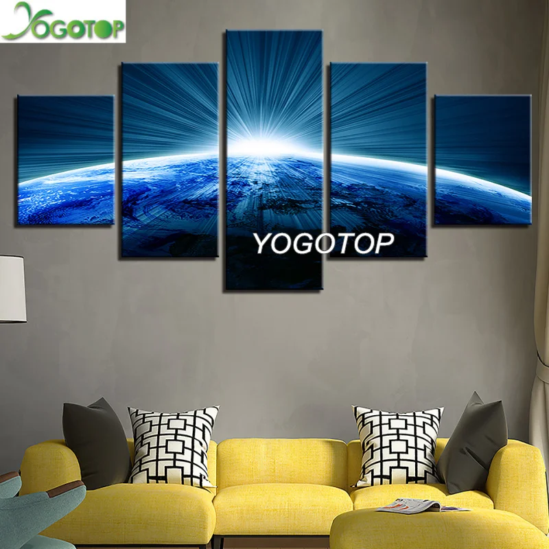 

5 Pieces diy Diamond Painting puzzle 5D Full Square/round Drill Mosaic Diamant Embroidery Home Decor Blue Earth Light ML1158