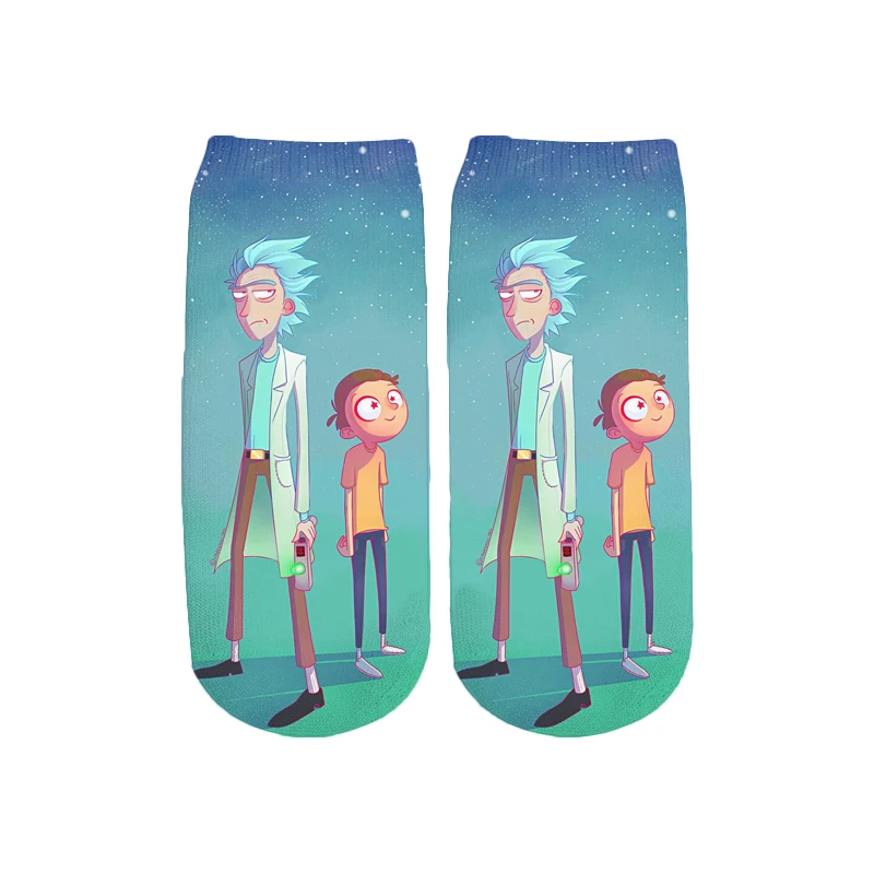 PLstar Cosmos/Новинка года; милые короткие носки с 3D принтом с героями мультфильмов Rick and Morty для мужчин и женщин; корейские носки в стиле Харадзюку; WZ888