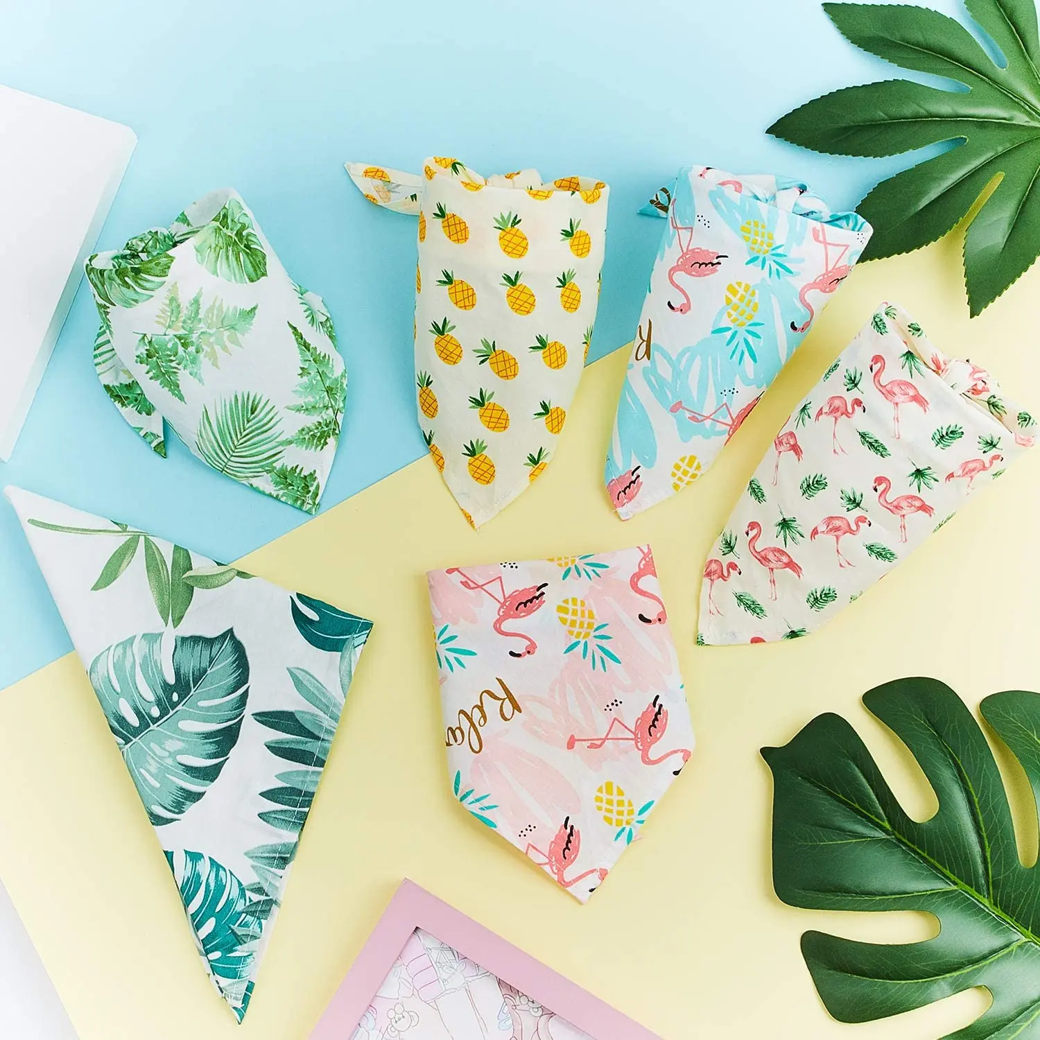 Летняя бандана для собак 6 шт. Гавайских фламинго двусторонний шарф регулируемый