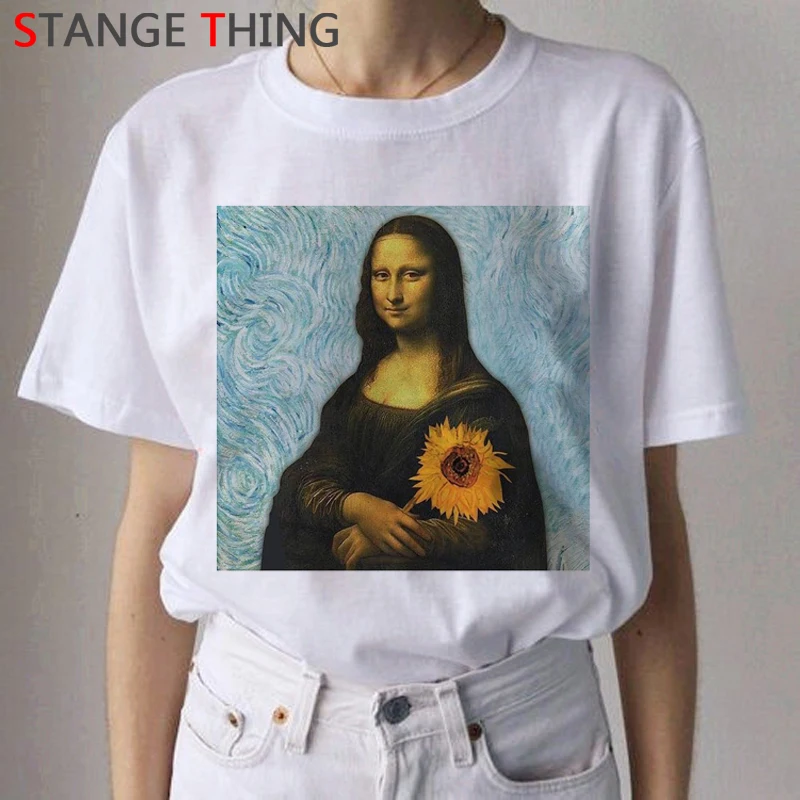 Футболка женская в стиле Харадзюку Мона Лиза смешной мультяшный улзан винтажная