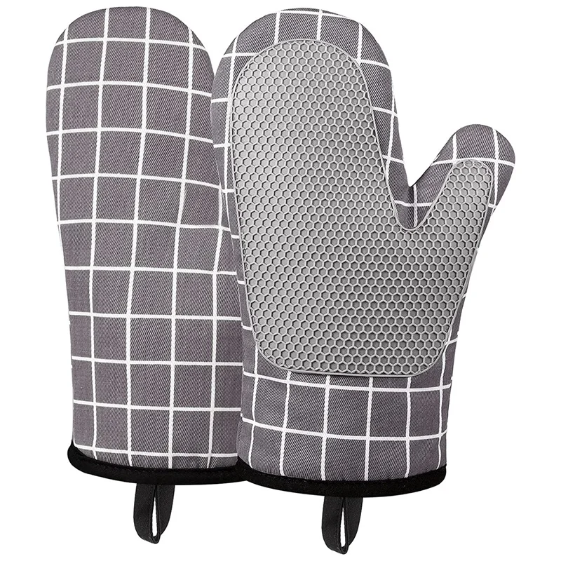 

Oven Gloves Heat Resistant, Silicone with Cotton Double for Cooking Baking Grilling Barbecue Microwave Gauntlet