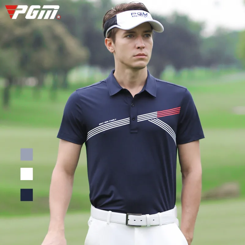 

Футболка PGM мужская с коротким рукавом, Спортивная рубашка-поло в полоску, быстросохнущая одежда для гольфа, спортивная одежда, YF251, на лето