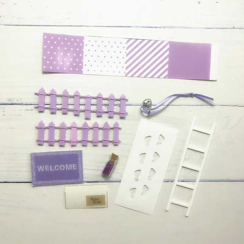 light purple DIY Ручная работа сказочная дверь отличный подарок для ребенка миниатюрный волшебный зуб Сказочный дверной коврик лестница забор суккулент мини аксессуар сумка - Цвет: light purple