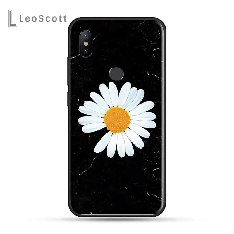 

Black White Flower Daisy Phone Case For Xiaomi Redmi note 4 4X 8T 9 9s 10 K20 K30 cc9 9t pro lite max