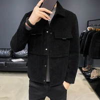 winter wool blends jackets men classic solid color casual business short trench coat social street overcoat windbreaker clothes