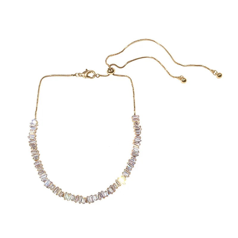 

USTAR Luxurious Cubic Zirconia Choker Necklaces for Women Gold Adjustable Chains Necklaces Statement Jewelry Gifts Bijoux