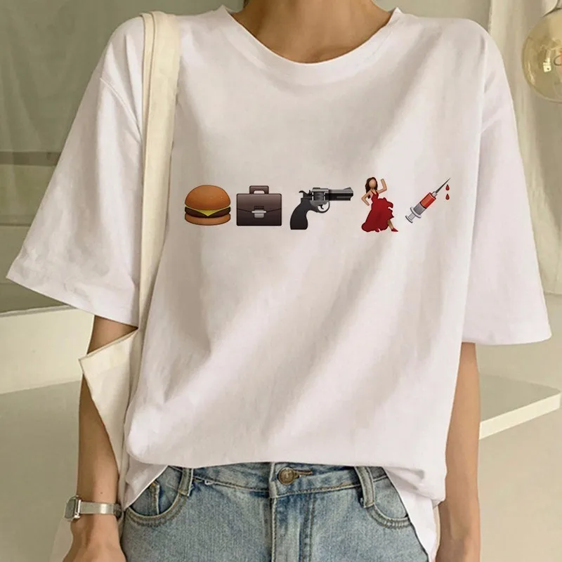 

Pulp Funny Fiction Film Women's Tshirt Print Mia Harajuku shirt Fashion Virgin Maria Mia Women T-shirt Ulzzang Aesthetic